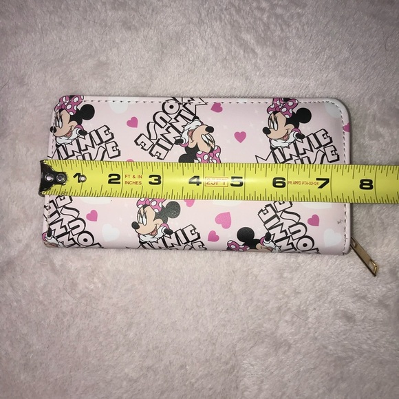 Minnie Mouse zipped long Heart Wallet Card Holder cute birthday gift 7.6x4x1 New - Picture 6 of 7